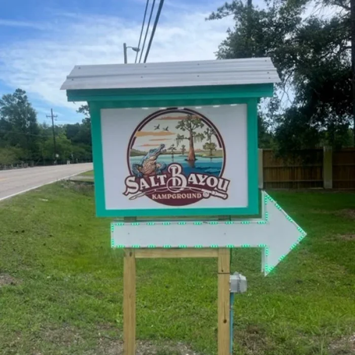 Welcome Sign for Salt Bayou Kampground RV Park